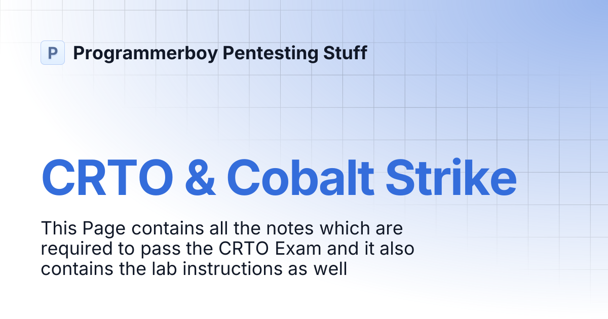 CRTO & Cobalt Strike | Programmerboy Pentesting Stuff