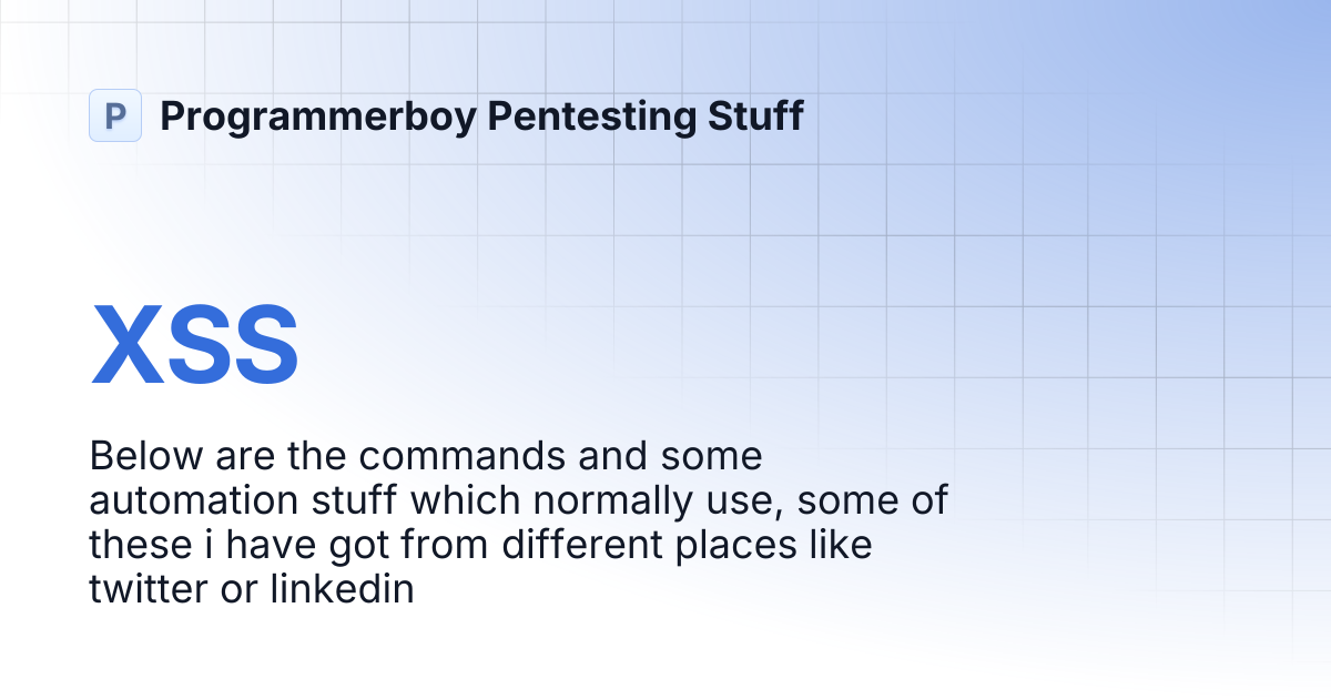 XSS | Programmerboy Pentesting Stuff